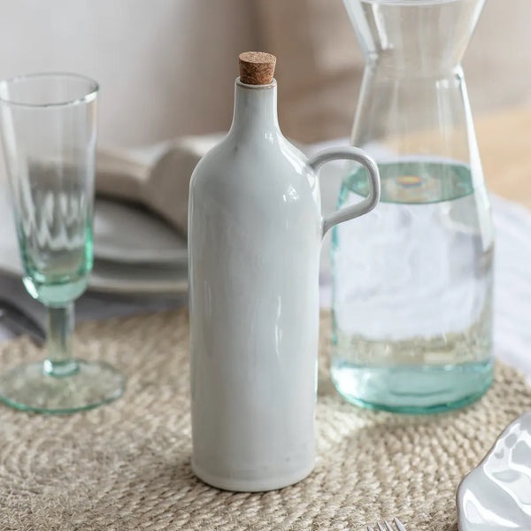 Howise 26oz Ceramic Olive Oil Dispenser Bottle - White Kitchen Countertop Farmhouse Decor