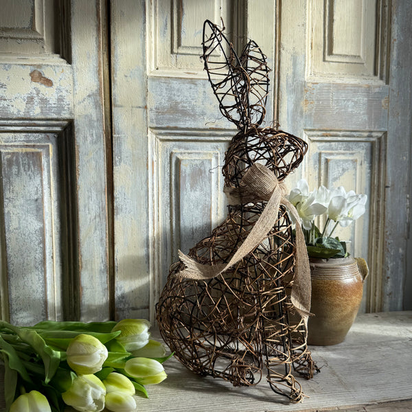 Large Rattan Rabbit Standing Rattan Rabbit - Gracie Jaynes