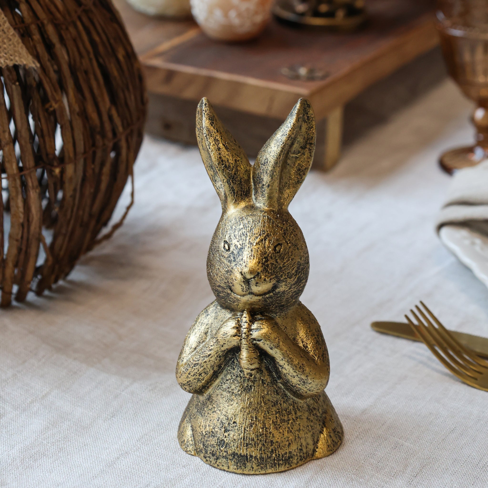 Antique Brass Bunny with Carrot - Gracie Jaynes