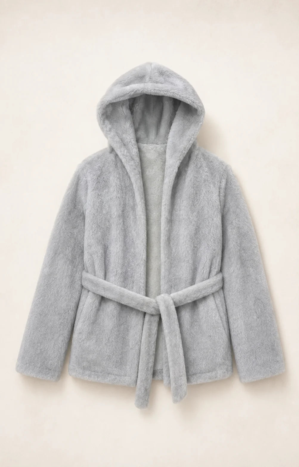 Medium Length Hooded Faux Fur Coat