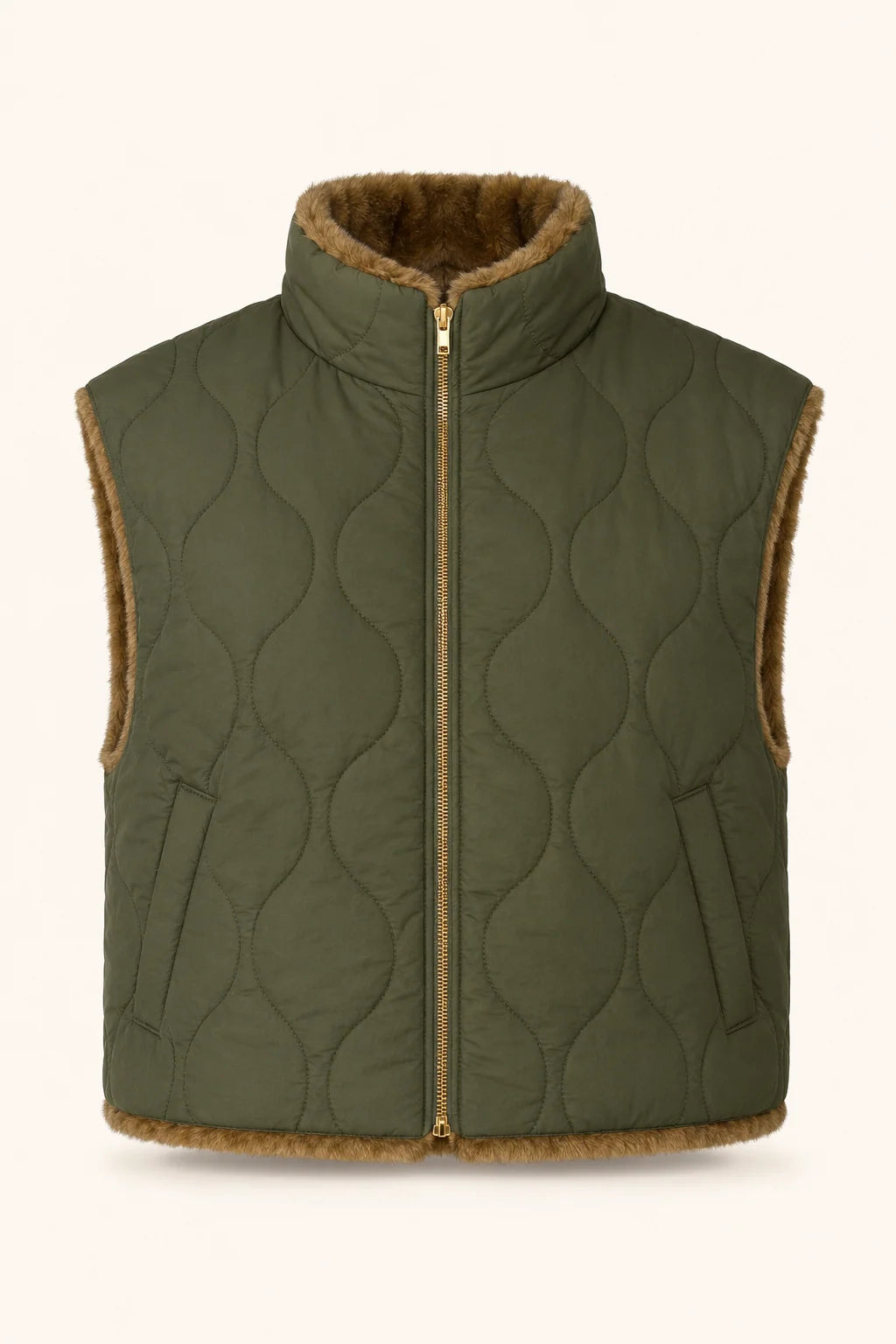 Reversible Super Soft Gilet - Khaki