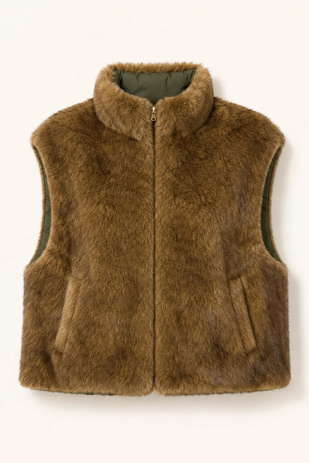 Reversible Super Soft Gilet - Khaki