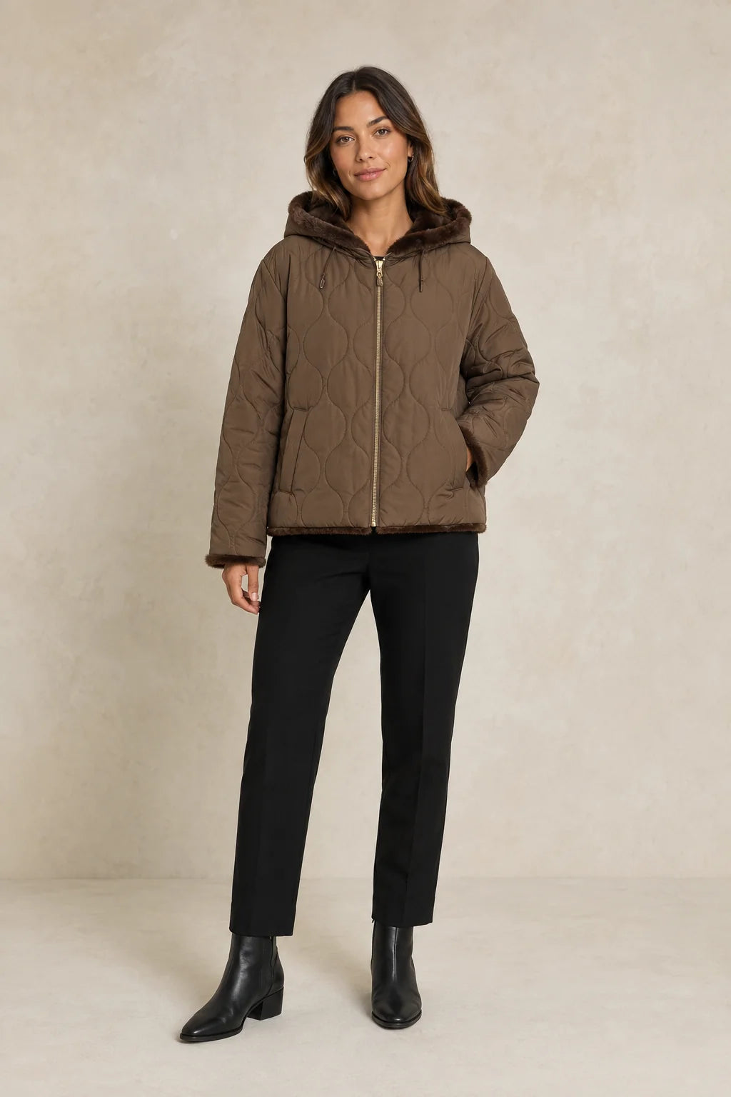 Reversible Quilted Jacket - Chocolate