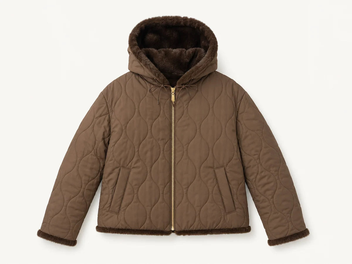 Reversible Quilted Jacket - Chocolate