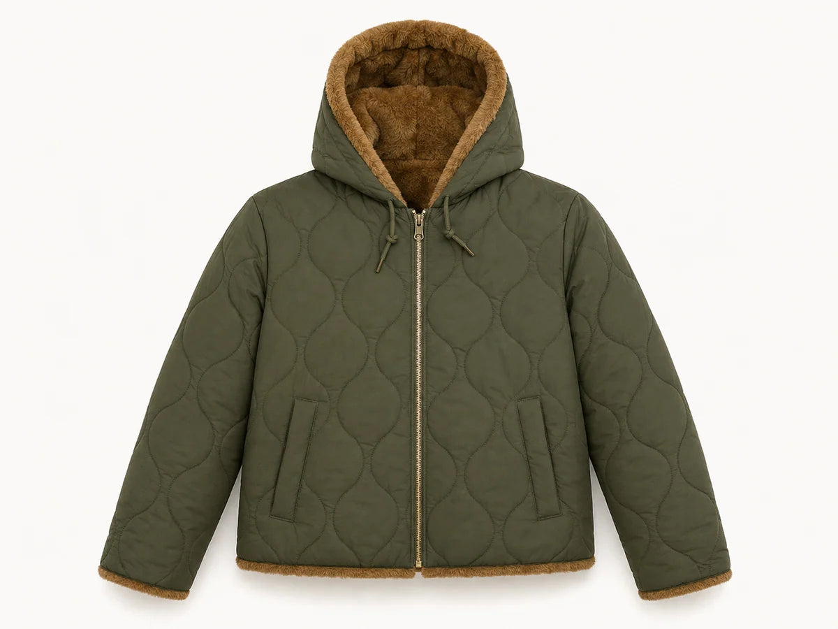 Reversible Quilted Jacket - Khaki