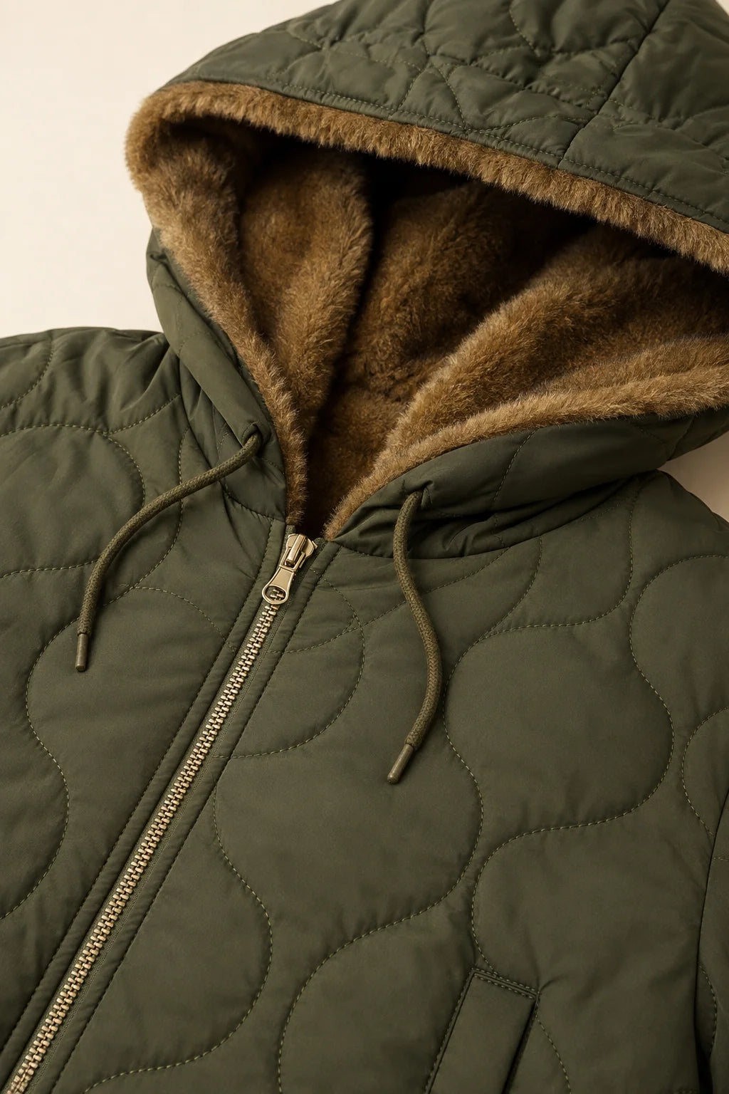 Reversible Quilted Jacket - Khaki