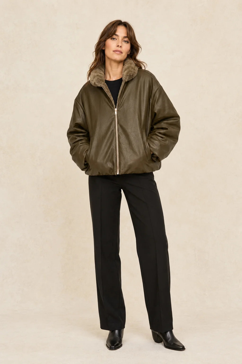 Reversible 2 in 1 Super Soft Coat - Khaki