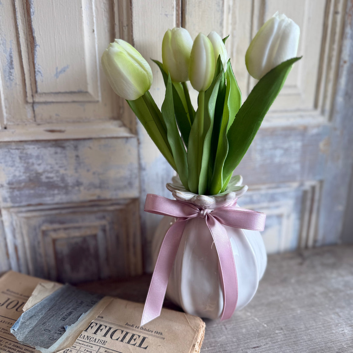 Poppy Vase with Tulips