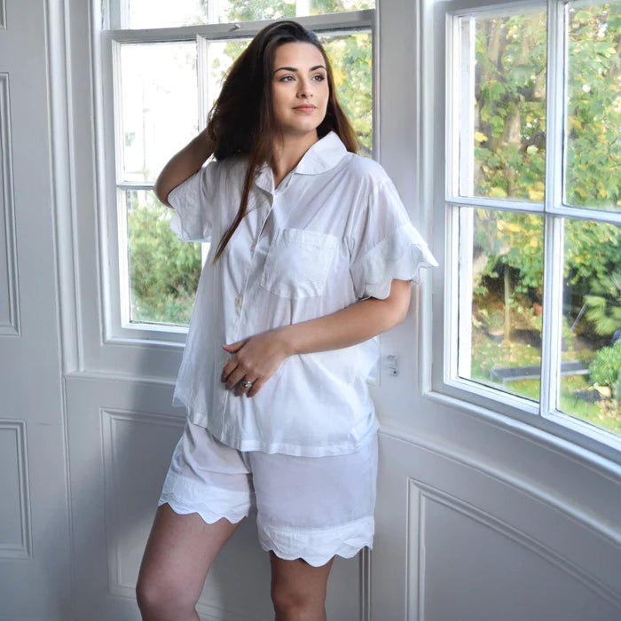 White Scalloped Short Pyjamas Gracie Jaynes