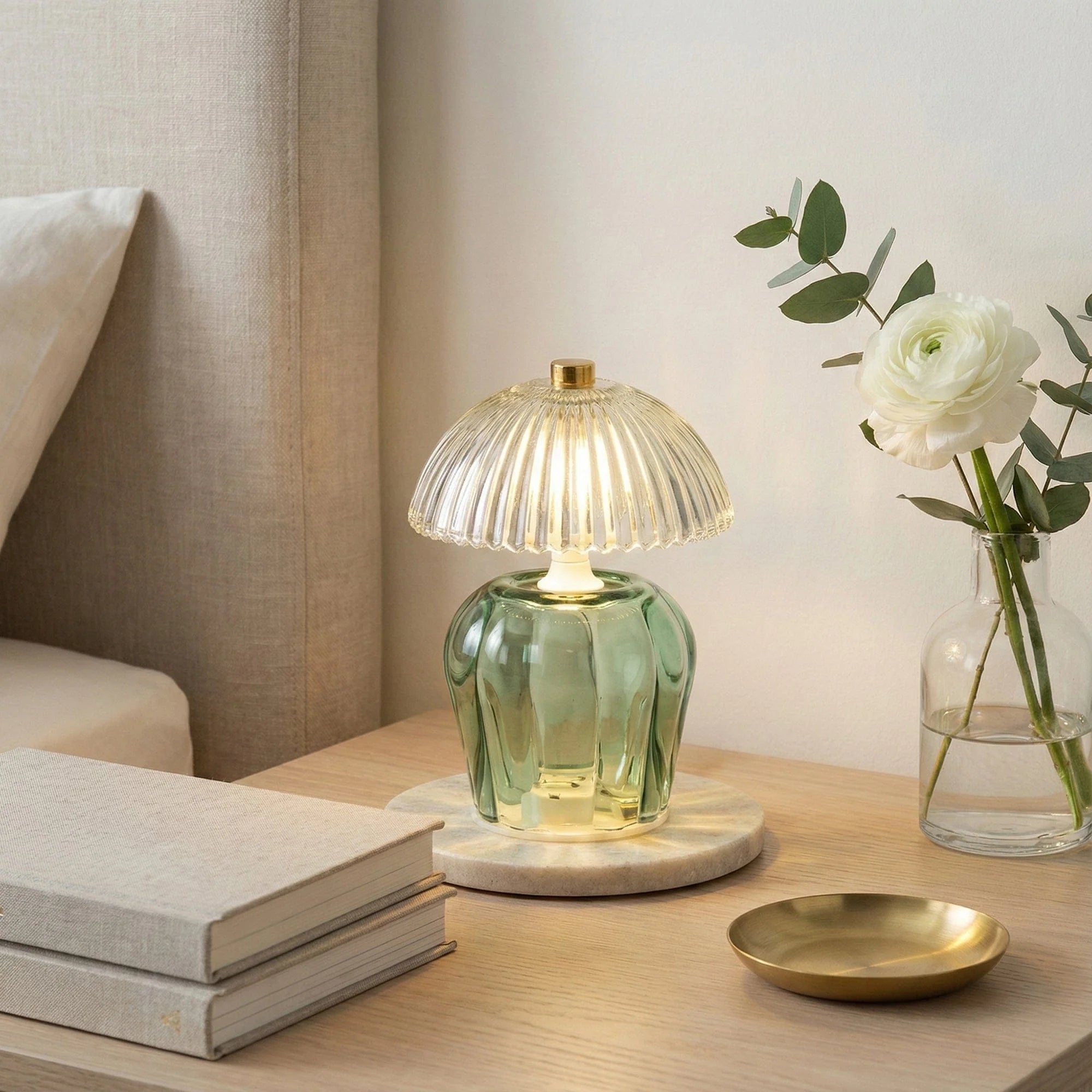 Green Glass Table Lamp