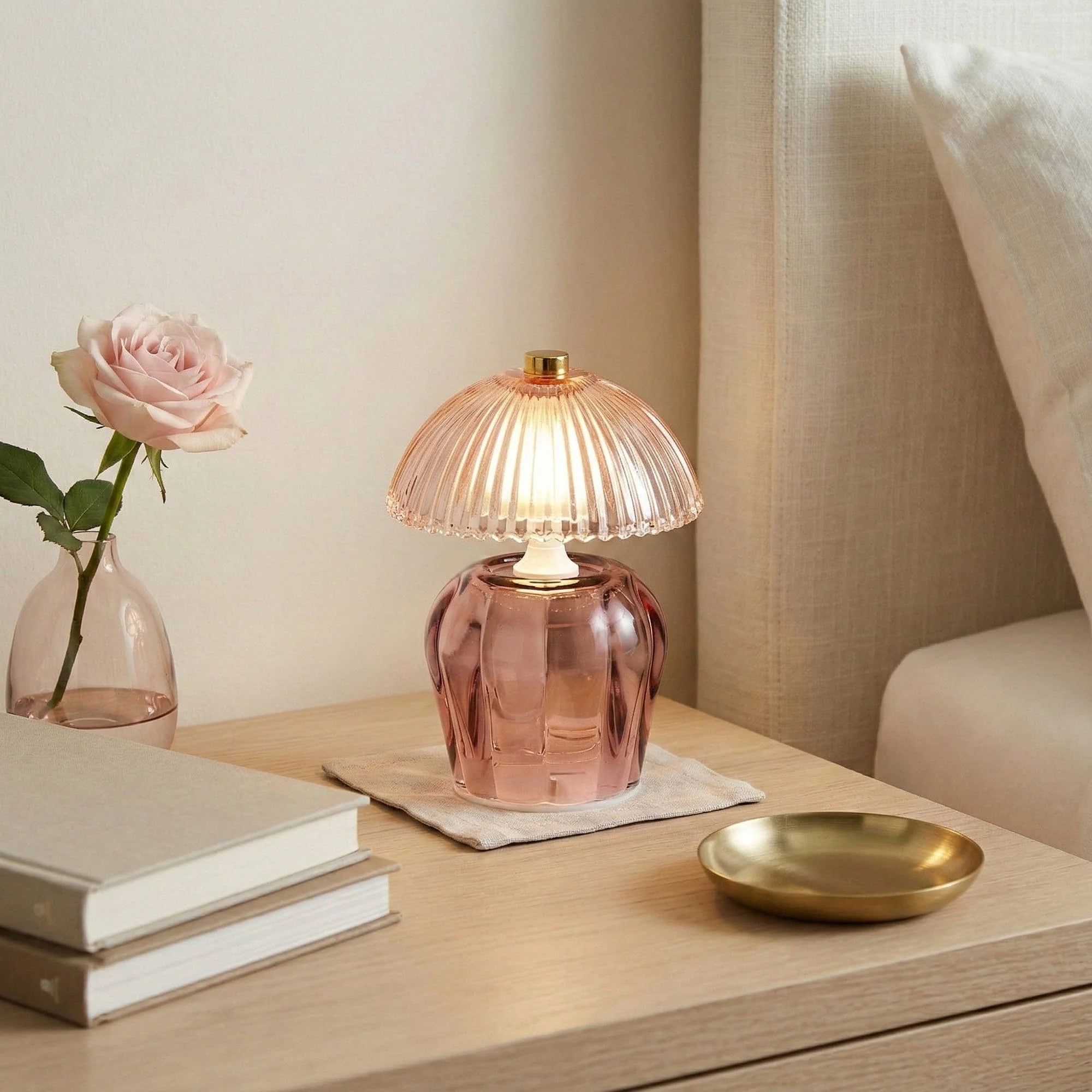 Pink Glass Table Lamp