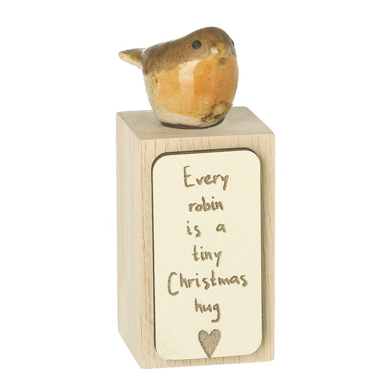 Robin on wooden block