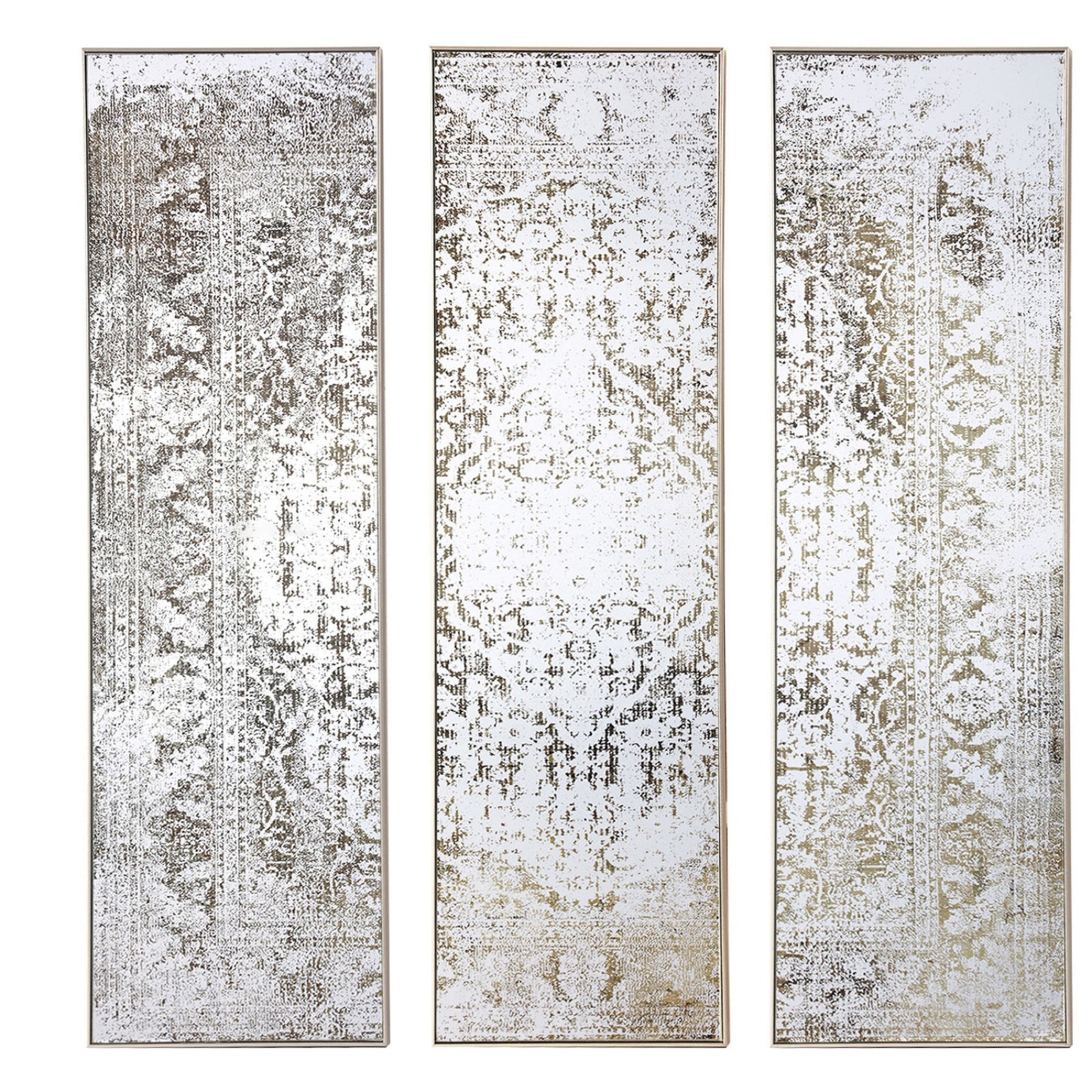 Antiqued Etched Trio Of Wall Mirrors