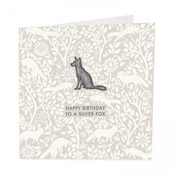 Happy Birthday Silver Fox Greeting Card