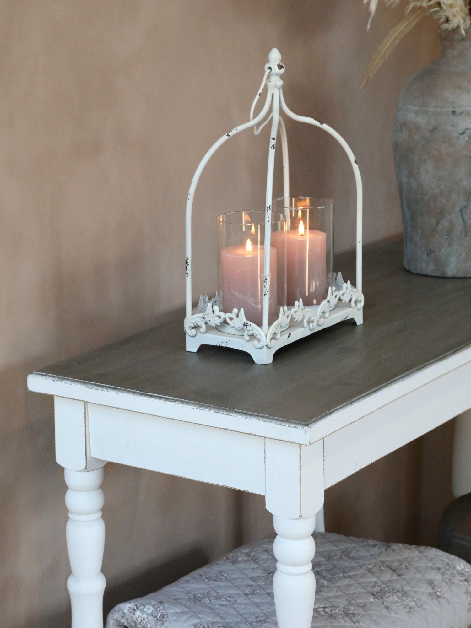 White wash and wooden console table