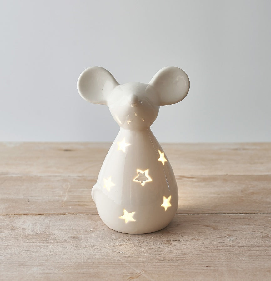 Starry Mouse Tealight Holder - White or Grey