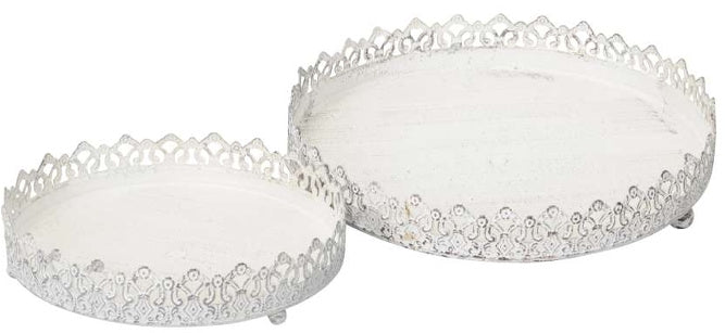 Rustic Lace Edge White Tray - 2 Sizes