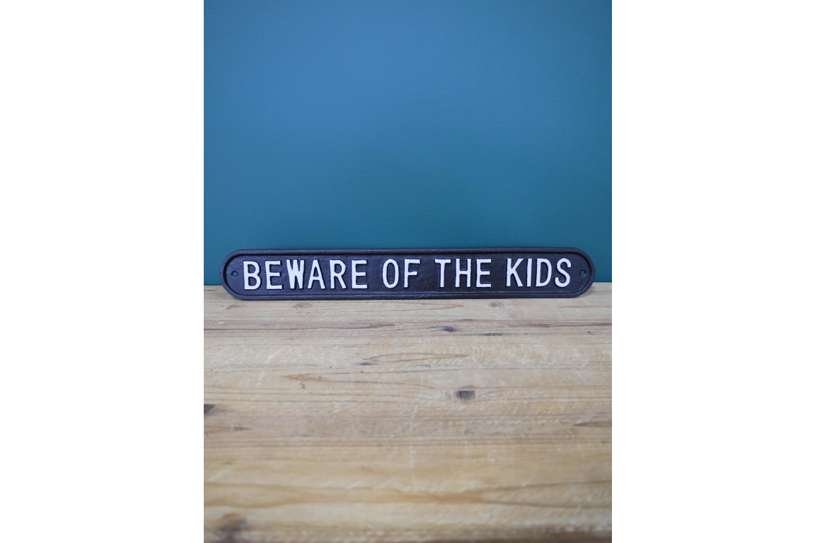Cast Iron Sign - Beware of the Kids