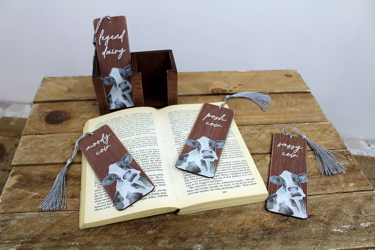 Wooden Cow Bookmark - 4 designs