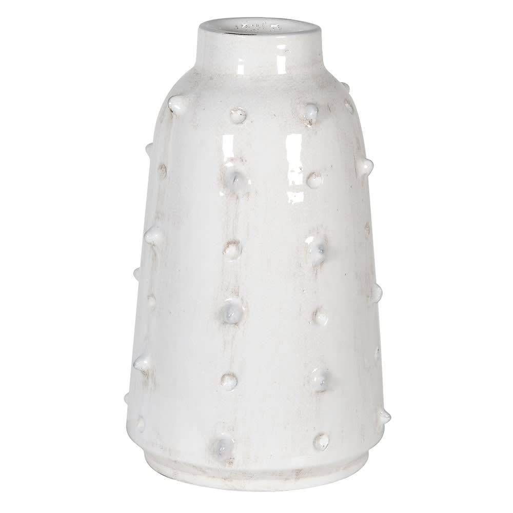Distressed white bobble vase