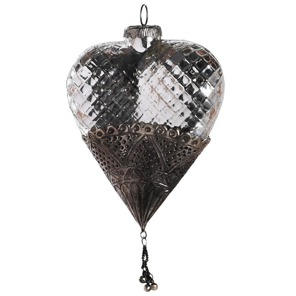 Shiny silver hanging heart
