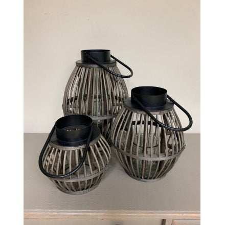 Wicker and metal lanterns - 3 sizes