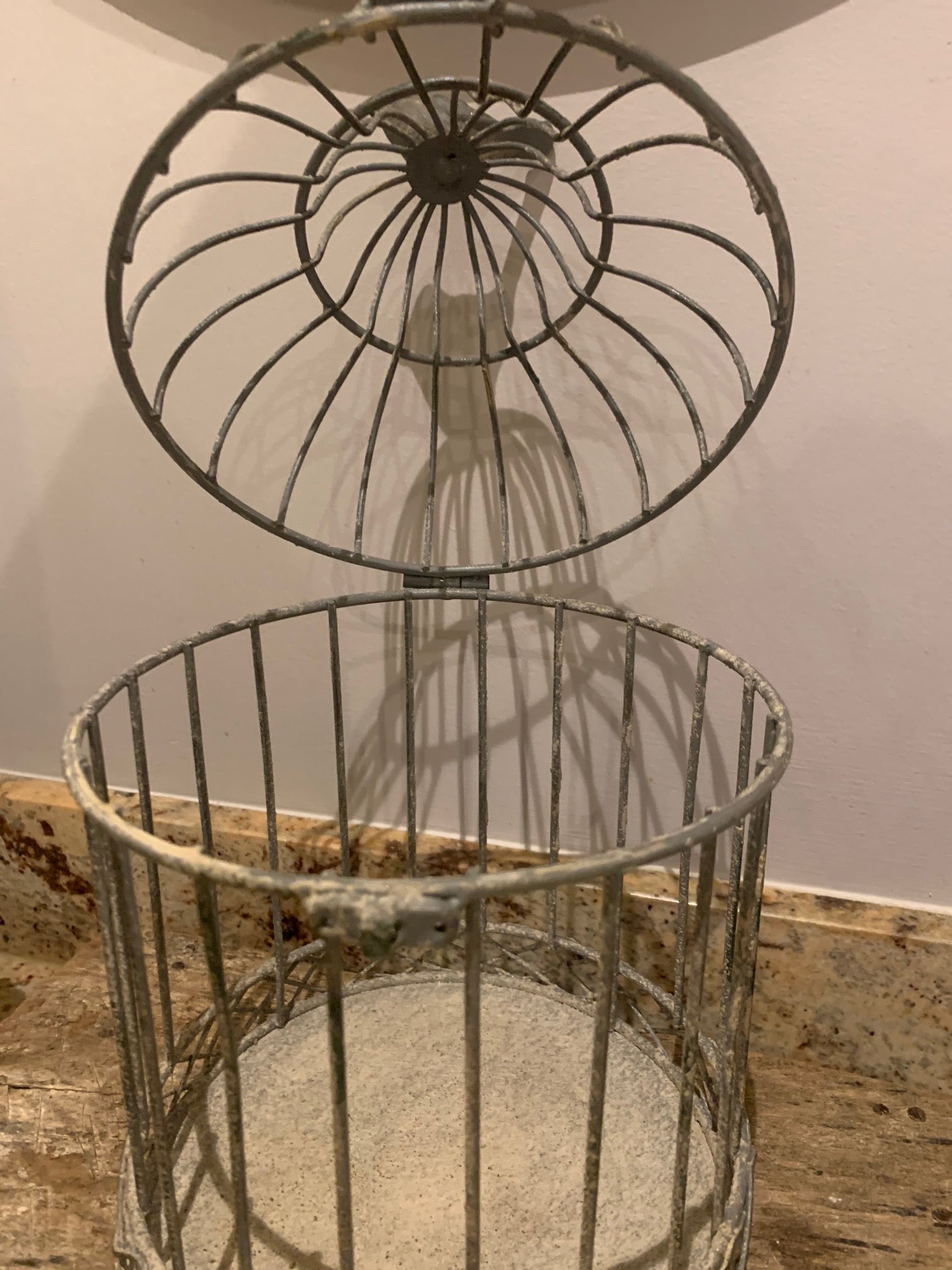 Distressed metal birdcage