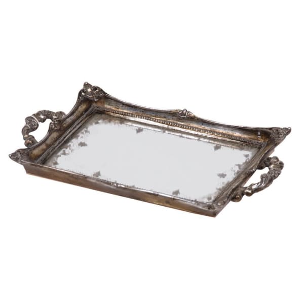 Antique silver mirrored tray