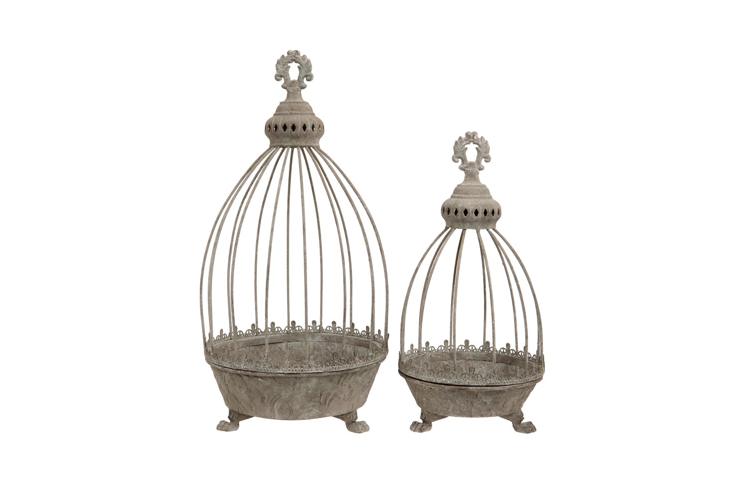 Distressed Caged Planters - 2 Sizes