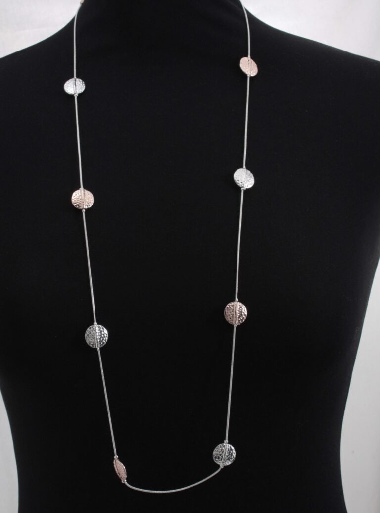 Hammered Circle Necklace - Silver or Silver and Rose Gold