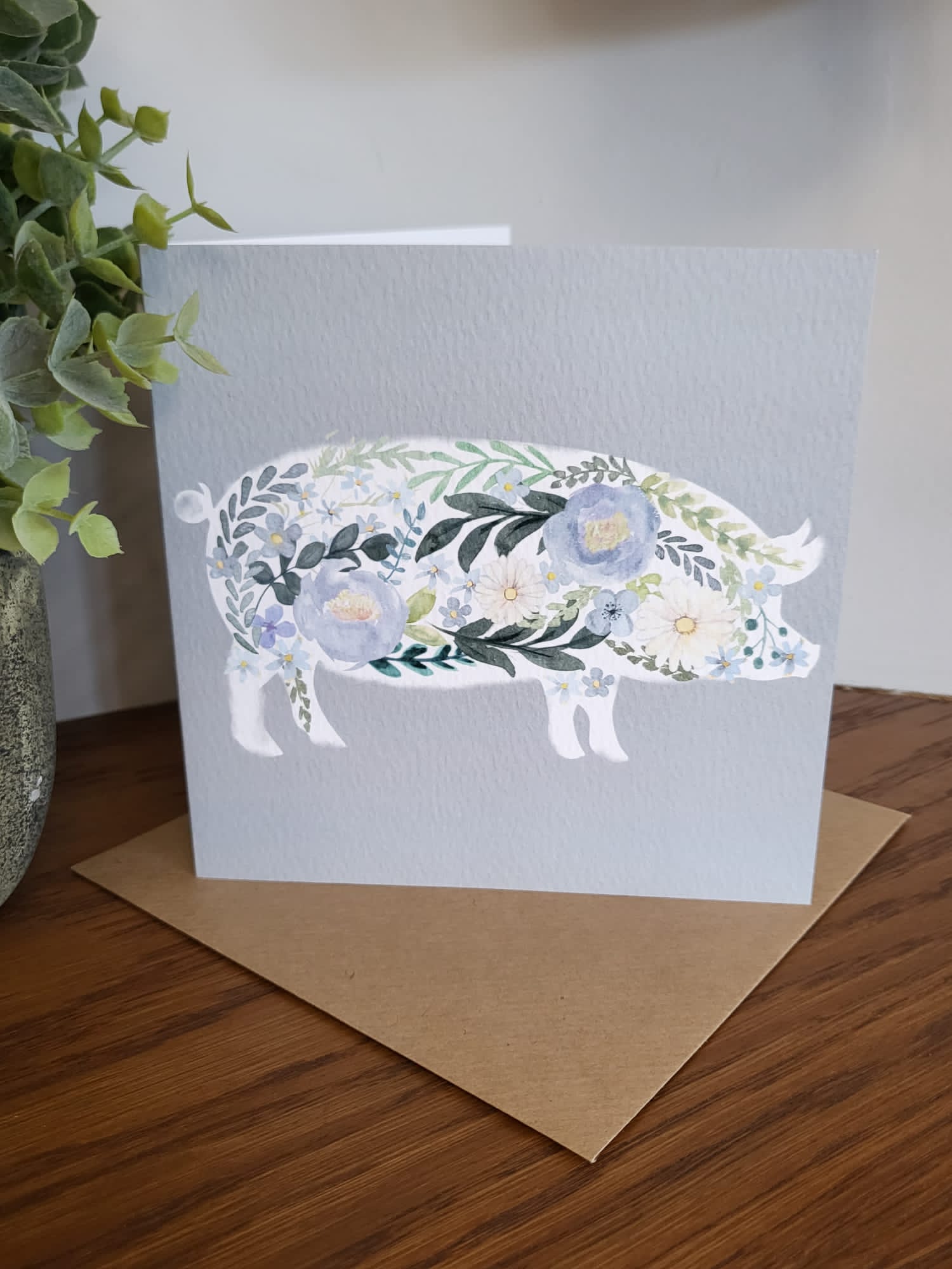 Floral Pig Card