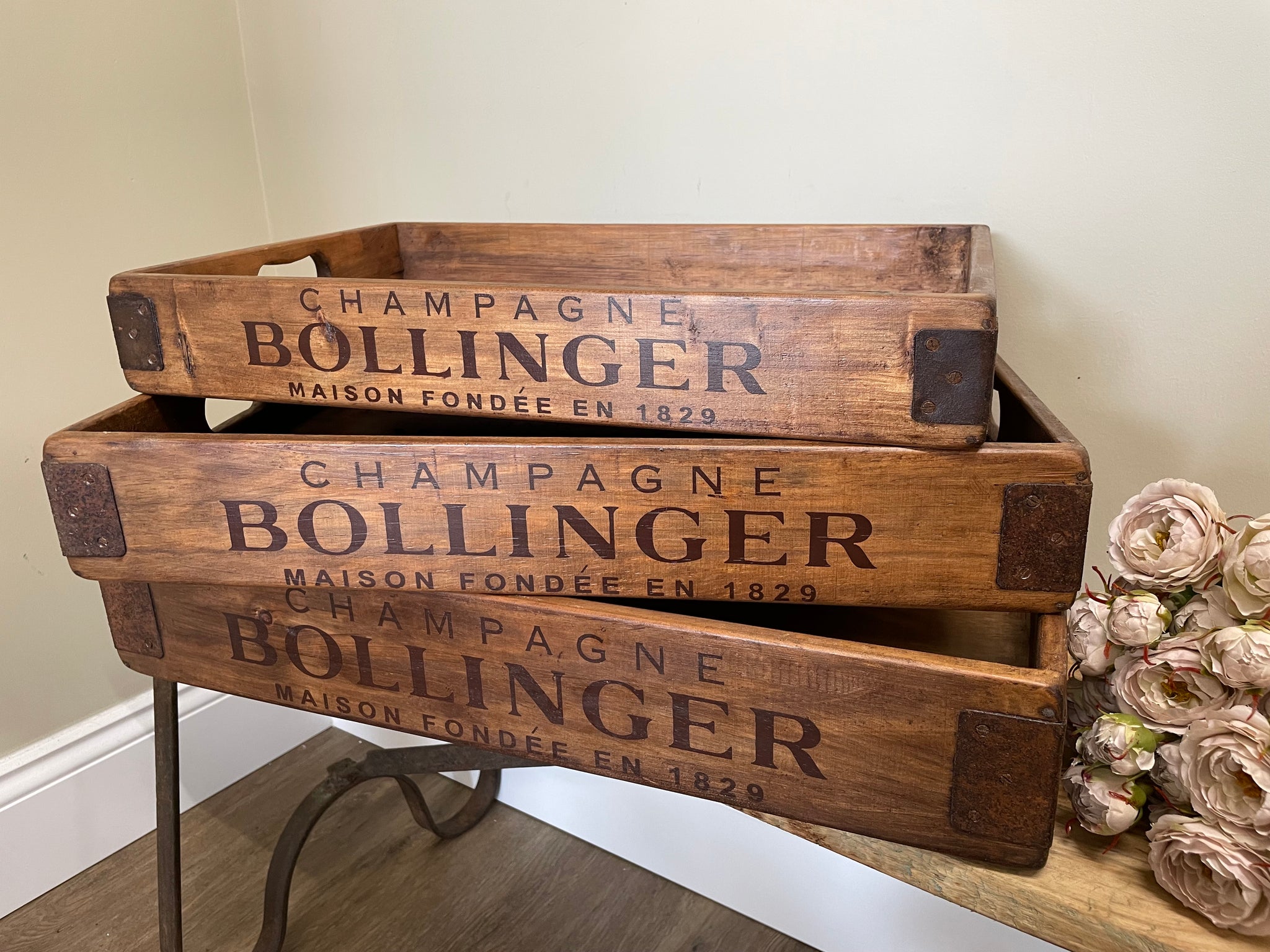 Rustic Wooden Tray - Bollinger or Moet