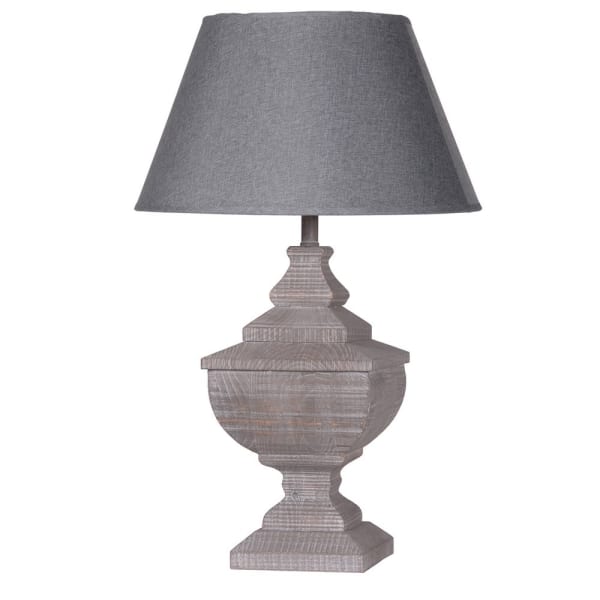 Block table lamp with grey shade