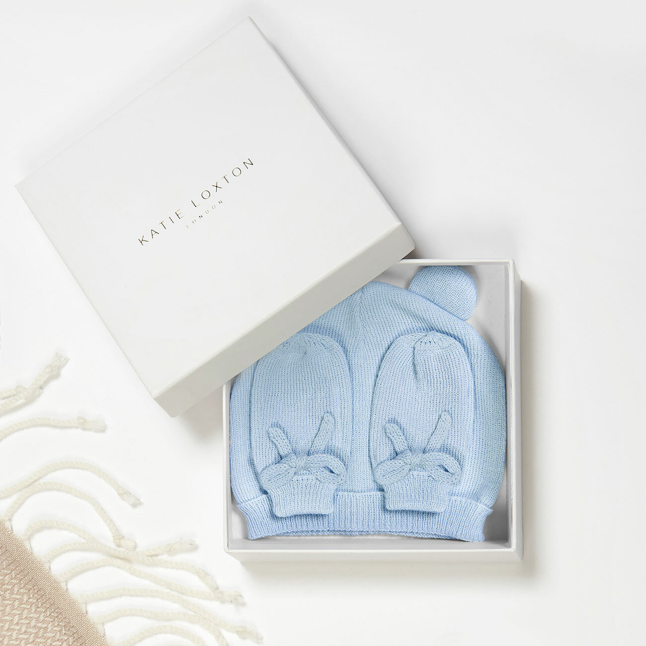 Katie Loxton Boxed Fine Knit Baby Hat & Mittens - 3 colours