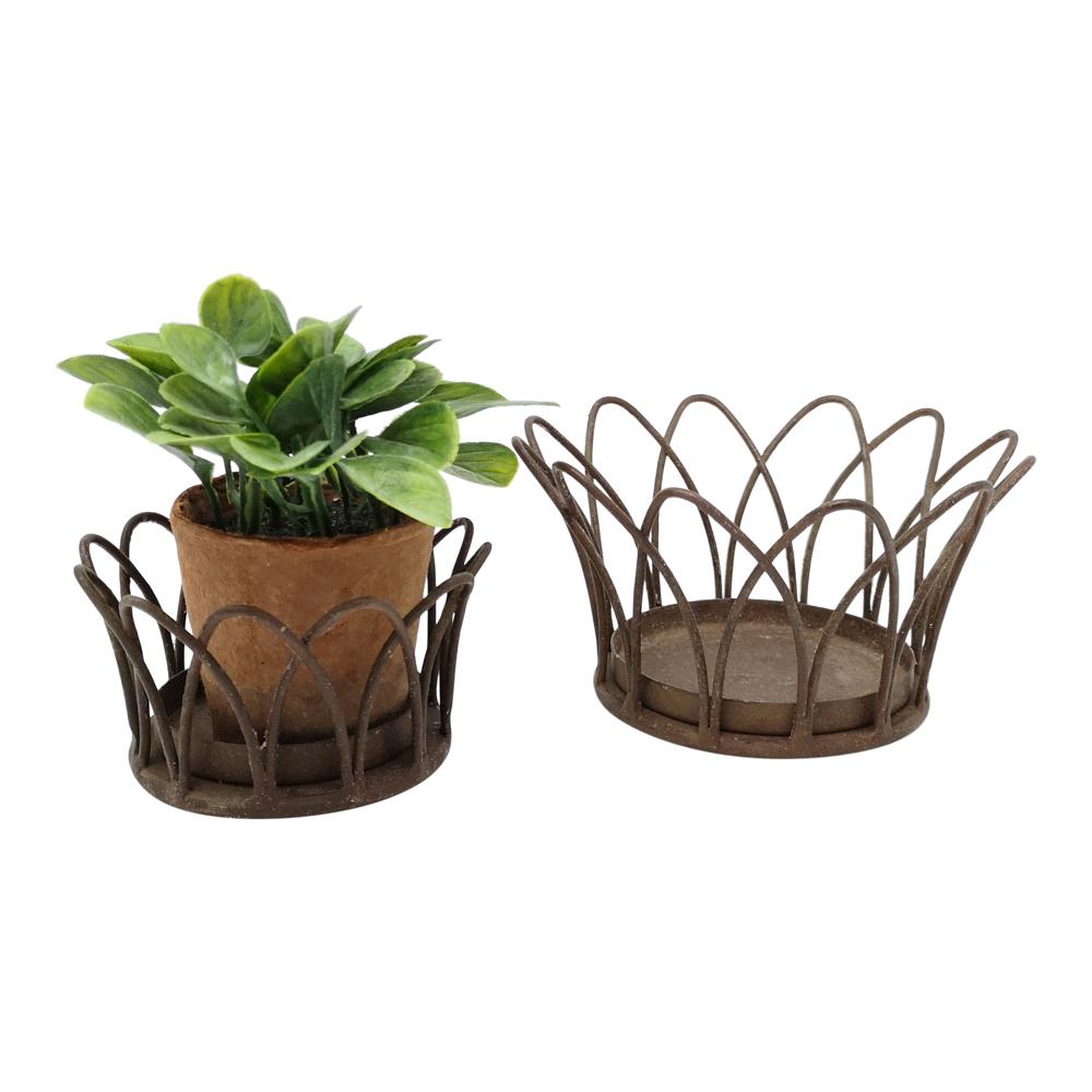 Rustic wire crown basket - 2 sizes , 2 colours