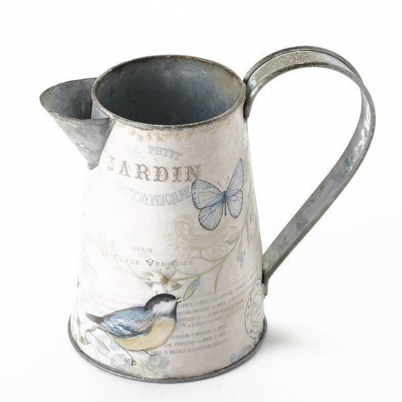 Small Metal Bird & Butterfly Jug