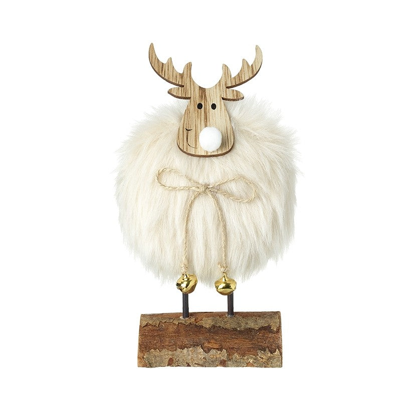 Fluffy Deer On Wooden Stand