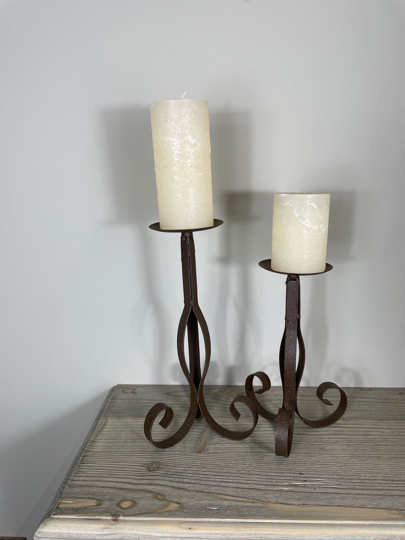 Rustic scroll candle holder - 2 sizes