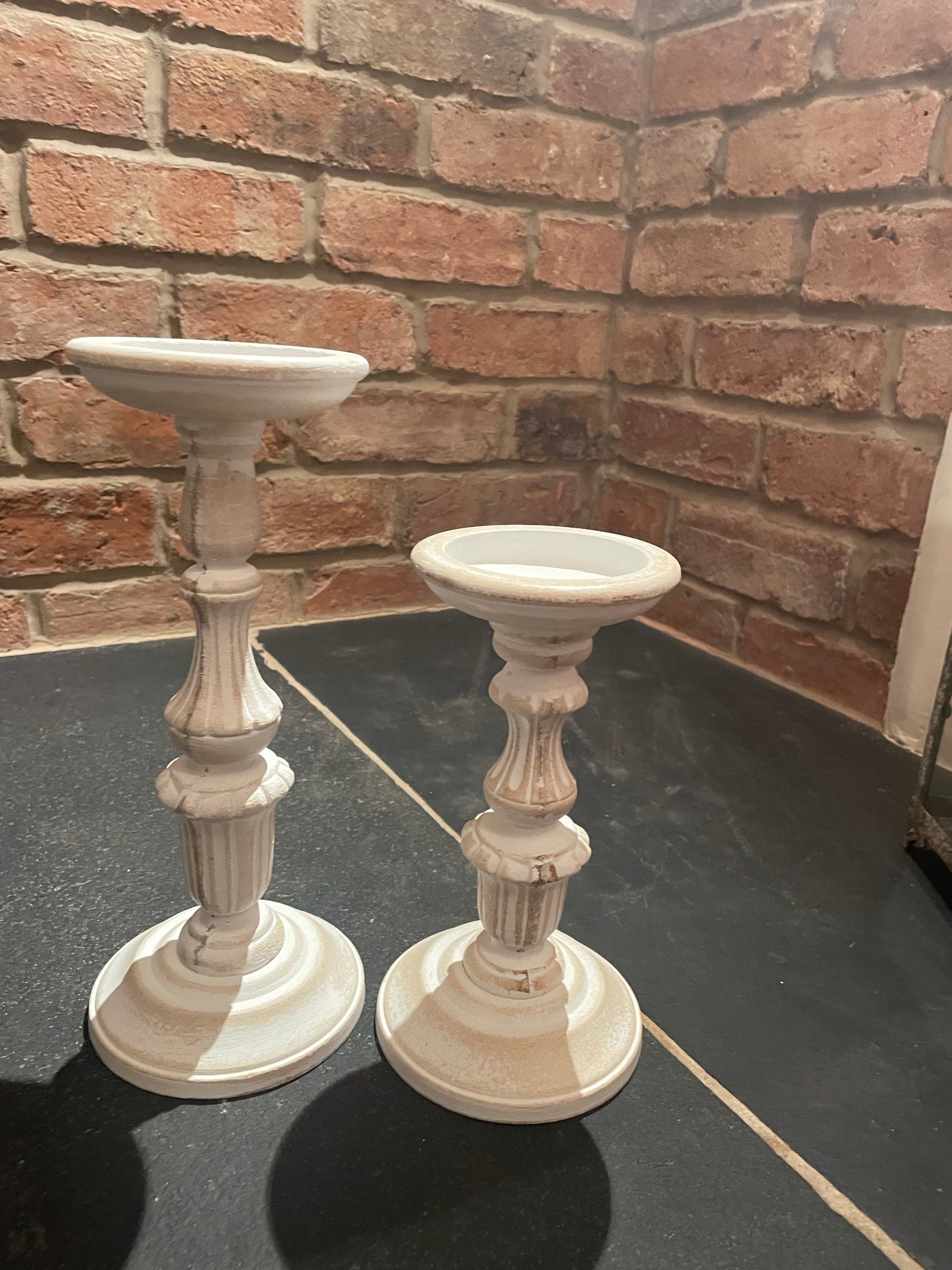 Wooden Distressed Candle Holder - 2 Sizes