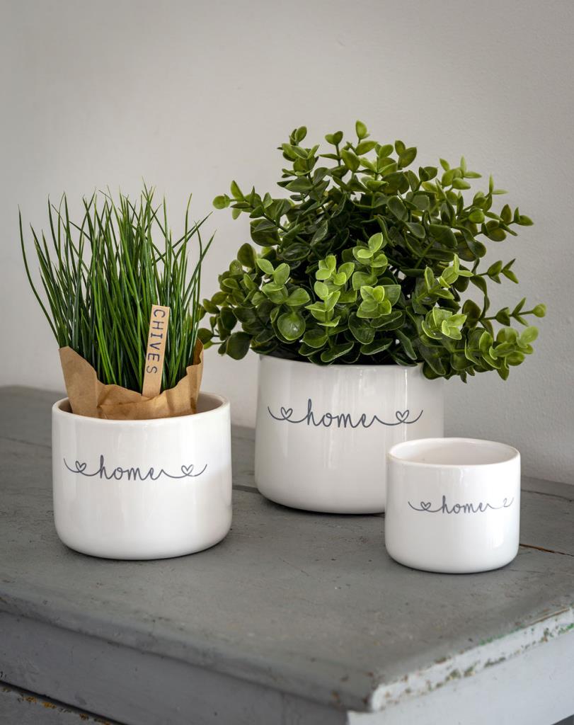 Set of 3 White “home” pots