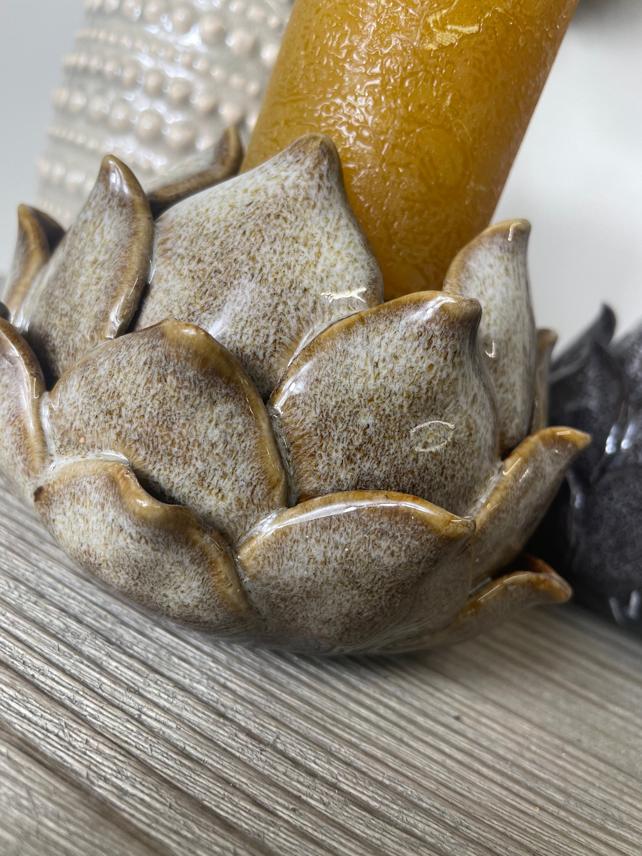 Artichoke Candle Holder - Brown or Grey