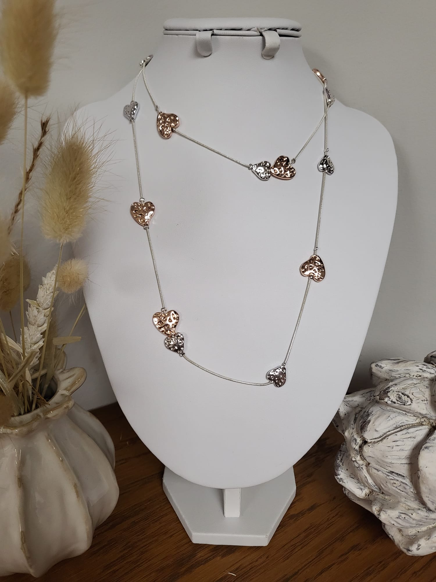 Silver & Rose Gold Hearts Necklace