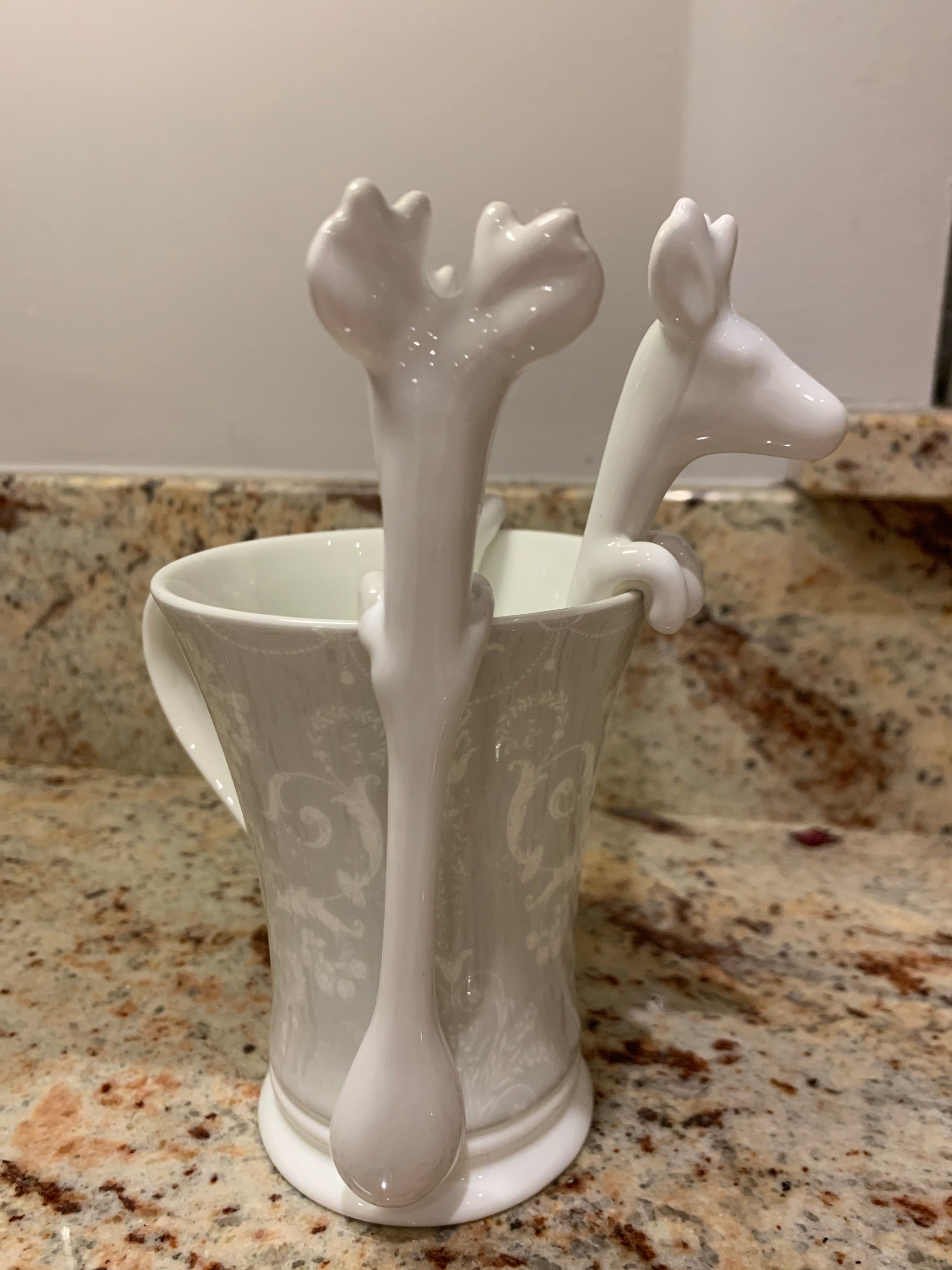 White ceramic Reindeer spoon