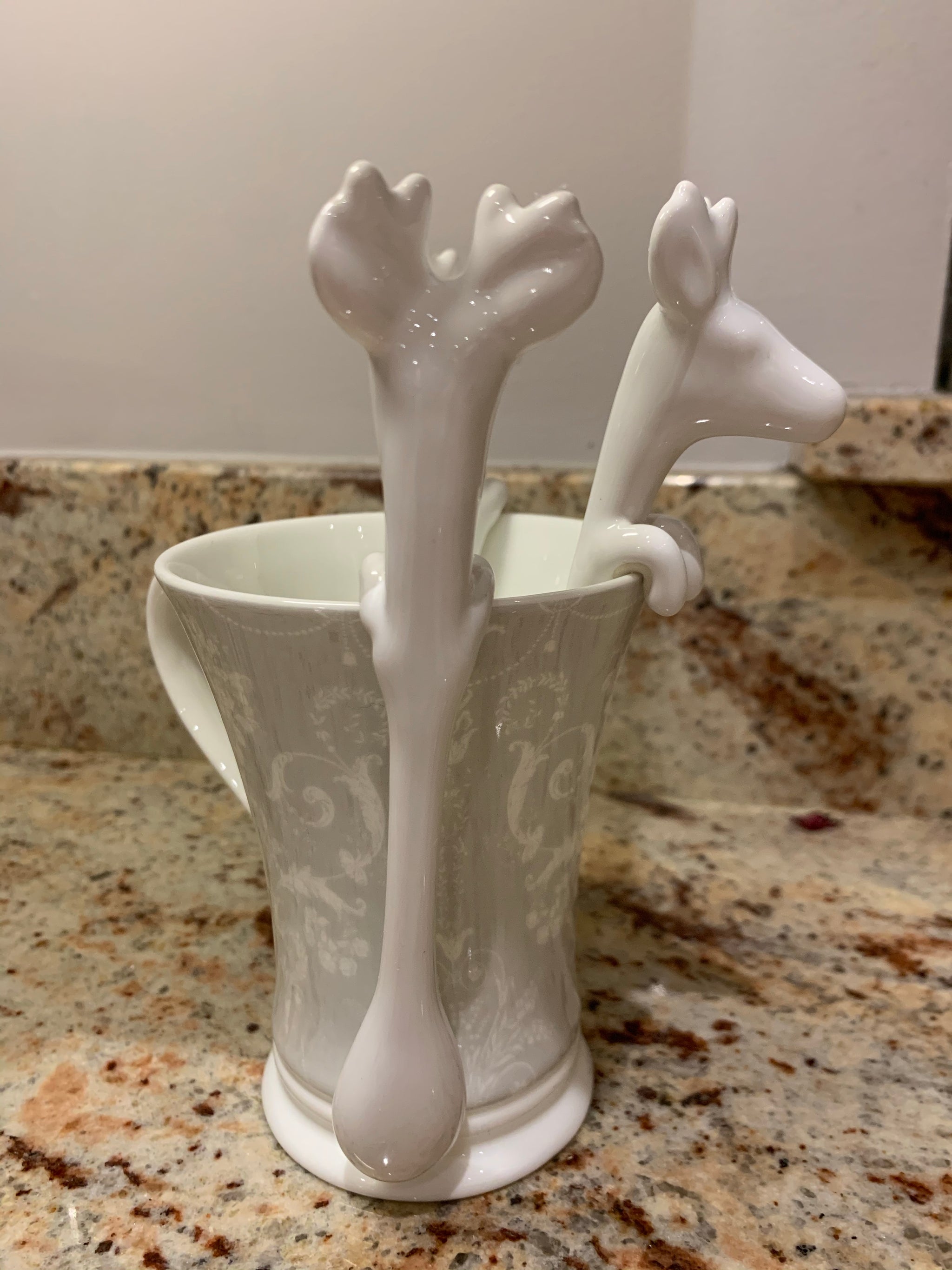 White ceramic Reindeer spoon