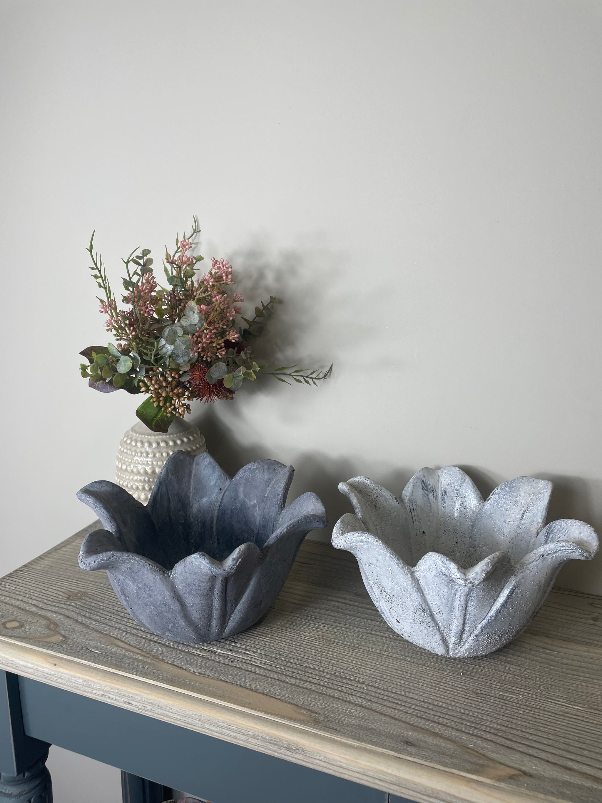 Grey or White Flower Decoration / Planter