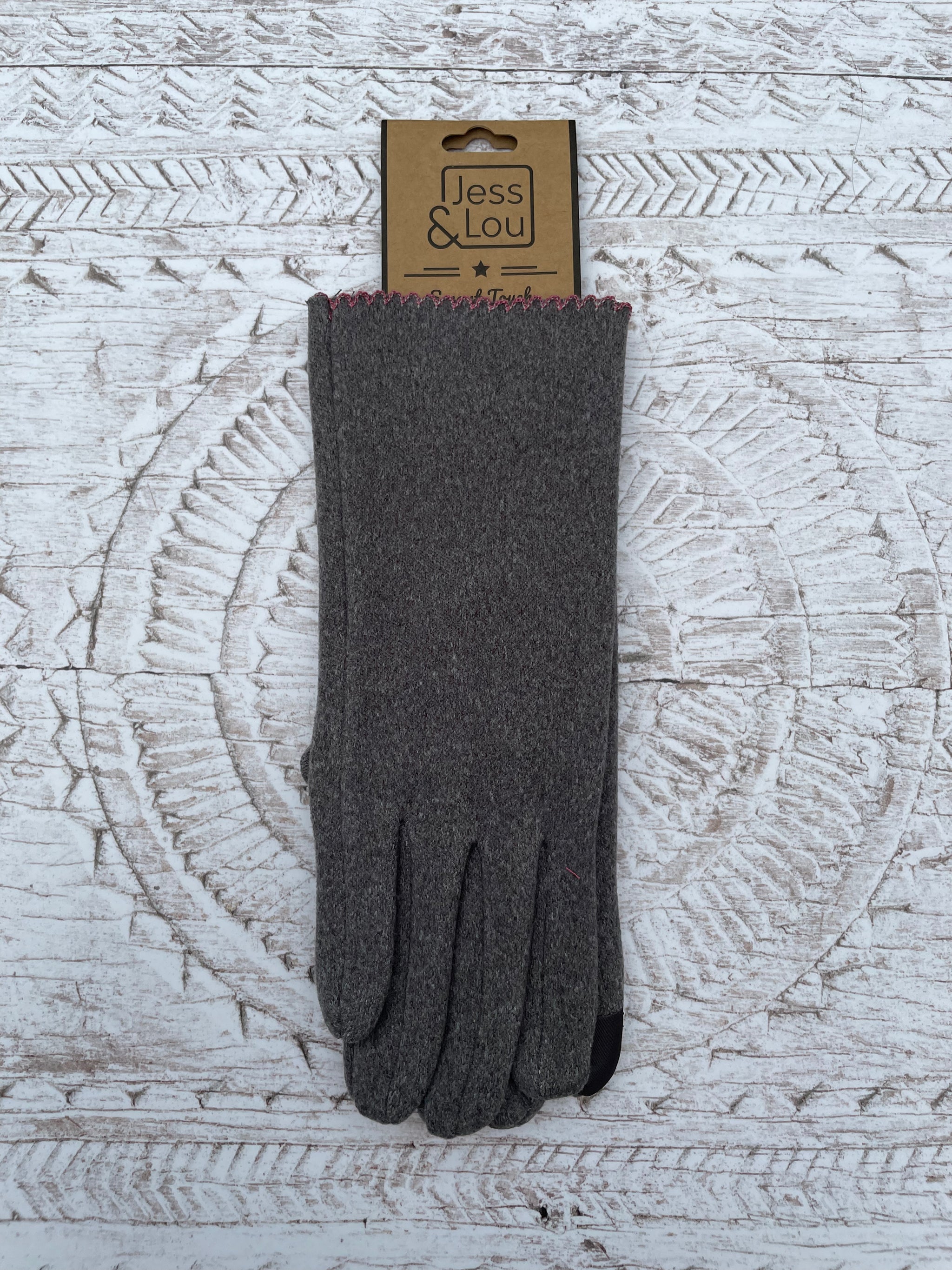 Pink Trim Gloves - Grey, Black  or Brown