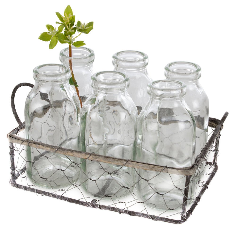 Wire basket with mini bottles